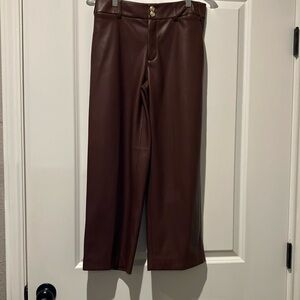 Chico’s Brown Faux Leather Trousers-Size 00